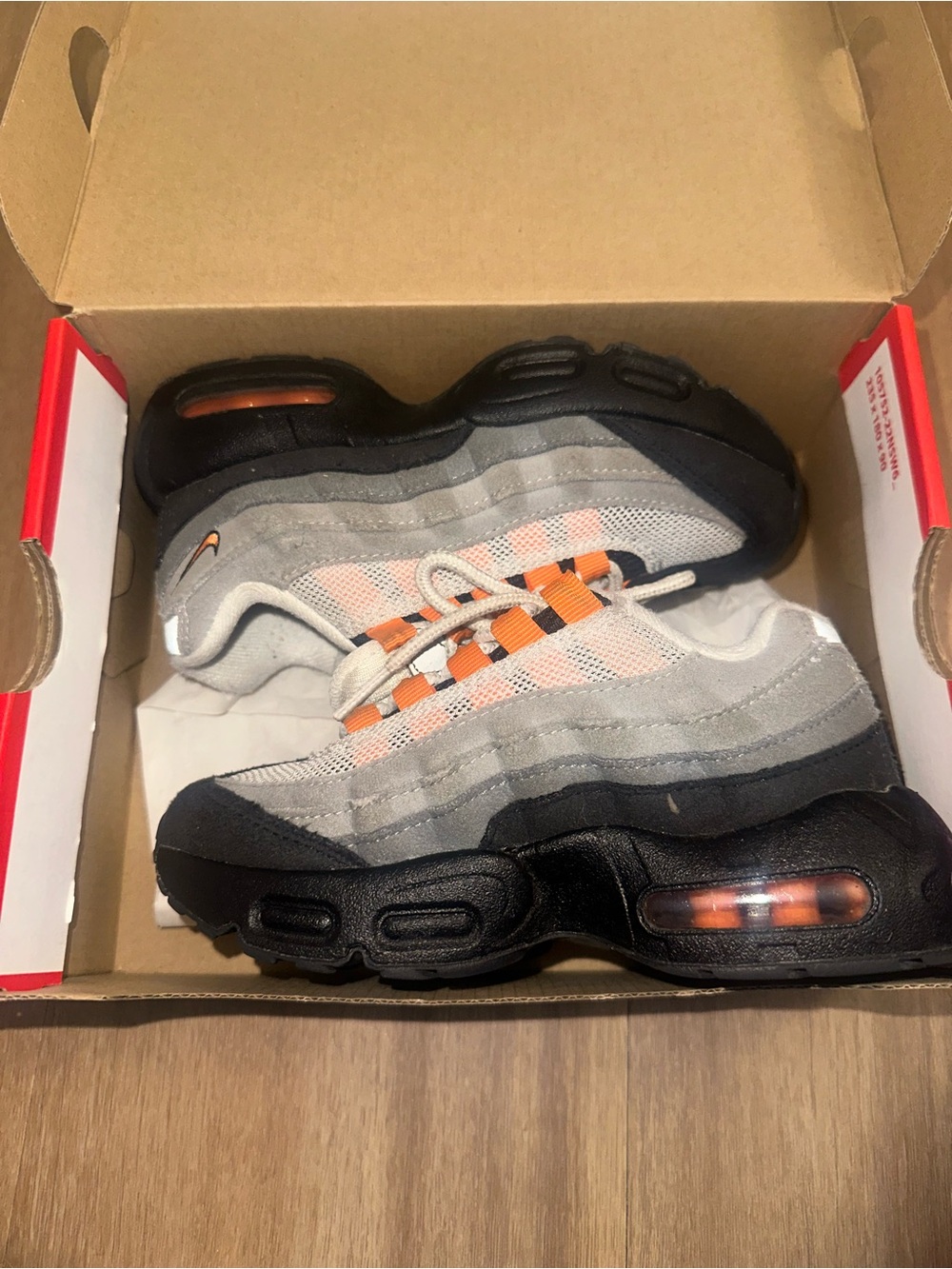 Nike Kids Black, Gray and Orange Air-Cushioned Sneakers